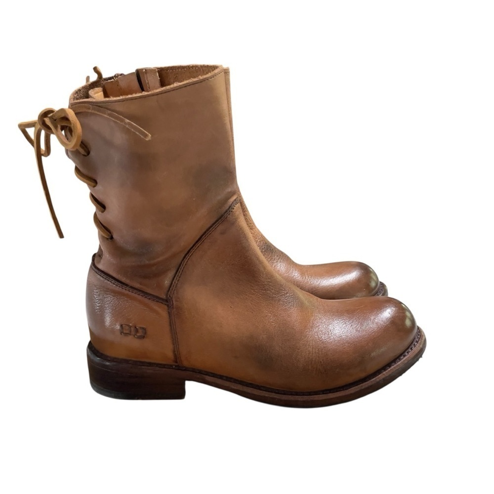 BED STU Women’s CHESHIRE BOOT Tan Glove Leather Lace Up Detail Combat Boots 8 - Picture 4 of 14